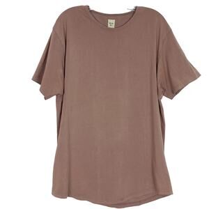 NWOT WYR Tshirt Men XL Curve Hem Short Sleeve Brown Stretchy Casual